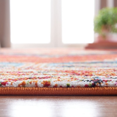 Vintage Red and Navy Rectangular Synthetic Area Rug