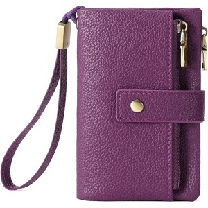 Clotth Small Wallet for Women - RFID Blocking PU Leather Wristlet Clutch | 17 Card Slots + 2 Zippered Pockets | Everyday Crossbody - 1 of 4