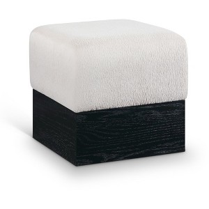 Meridian Furniture,Havre Velour Fur Fabric Ottoman/Stool - 1 of 4