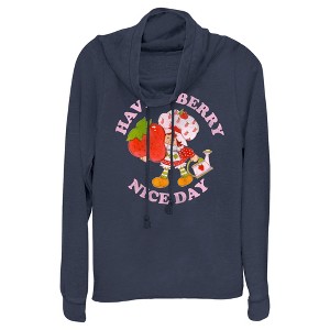 Juniors Womens Strawberry Shortcake Berry Nice Day Cowl Neck Sweatshirt - 1 of 4