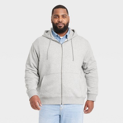 Men's Big u0026 Tall Hooded Zip-Up Sweatshirt - Goodfellow u0026 Co™ Cement Gray 5XL