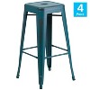 Emma and Oliver Commercial Grade 4 Pack 30" High Backless Distressed Metal Indoor-Outdoor Barstool - 3 of 4