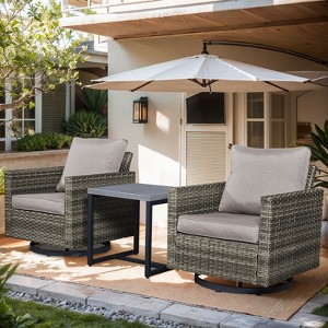 Buenhomino 3 Pieces Patio Bistro Set with Table Set, All-Weather Wicker Patio Furniture Set with Thickened Cushions for Garden, Backyard - 1 of 4