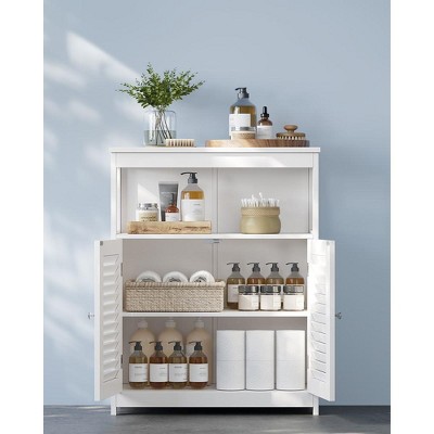 White MDF Living Room Cabinet with Adjustable Shelving