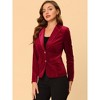 INSPIRE CHIC Women's Notched Lapel Vintage Office Button Front Velvet Blazer - 4 of 4