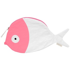 Sunnylife Kids Wet Bag - Melody the Mermaid Neon Pink - Fish Shaped Zipper Bag - 1 of 4