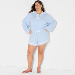 Women's High-Rise Scalloped Micro Sweater Shorts - Wild Fable™ - 1 of 3