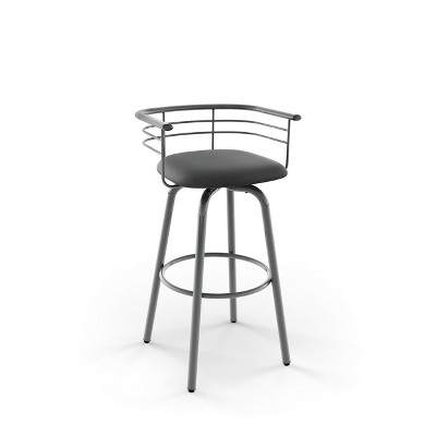 26" Turbo Counter Height Barstool with Upholstered Seat Black/Glossy Gray Metal - Amisco