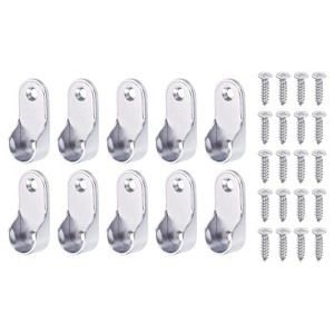 Unique Bargains Zinc Alloy Oval Durable Closet Rod End Supports Silver - 1 of 4