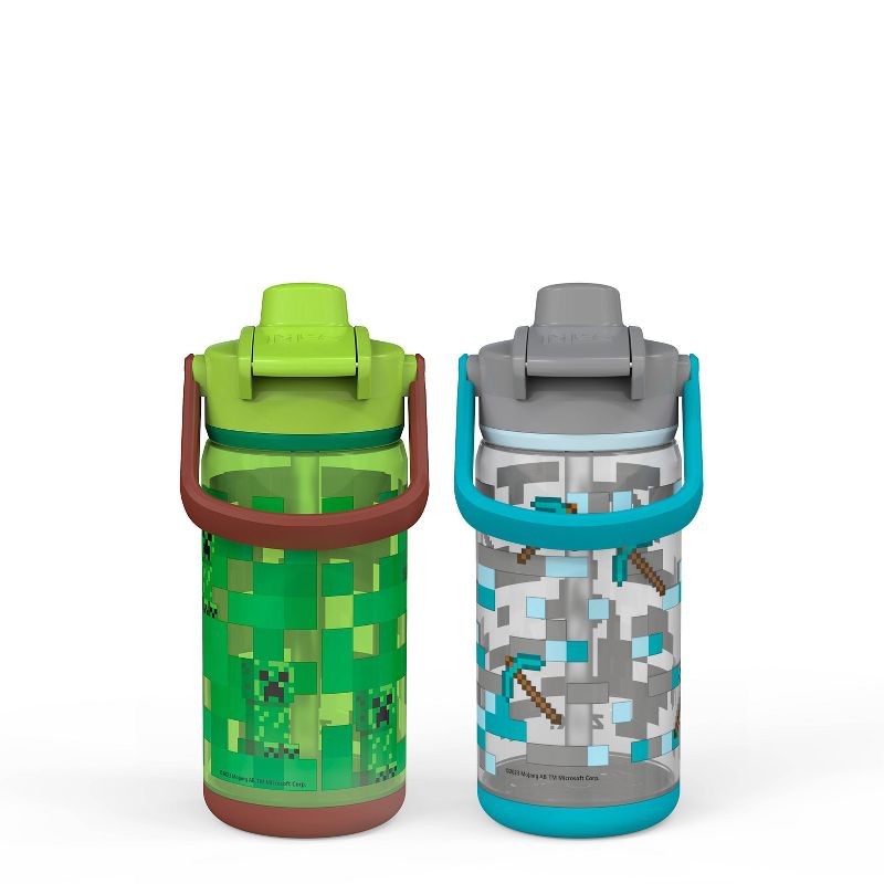 Zak Designs 16oz Plastic Kids&#39; Water Bottle with Bumper and Antimicrobial Spout &#39;Minecraft&#39;, 2 of 8