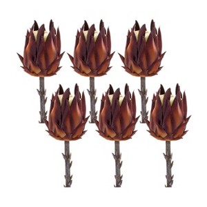 Protea Stem Set Of 6 – Orange & Brown Faux Stems – 19.75"H – Indoor Floral Decor – By Melrose - 1 of 3