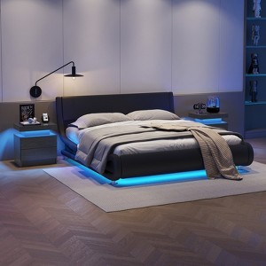 TIRAMISUBEST LED Nightstand with 2 Drawers, Modern Buffet Cabinet for Stylish Bedrooms - 1 of 4