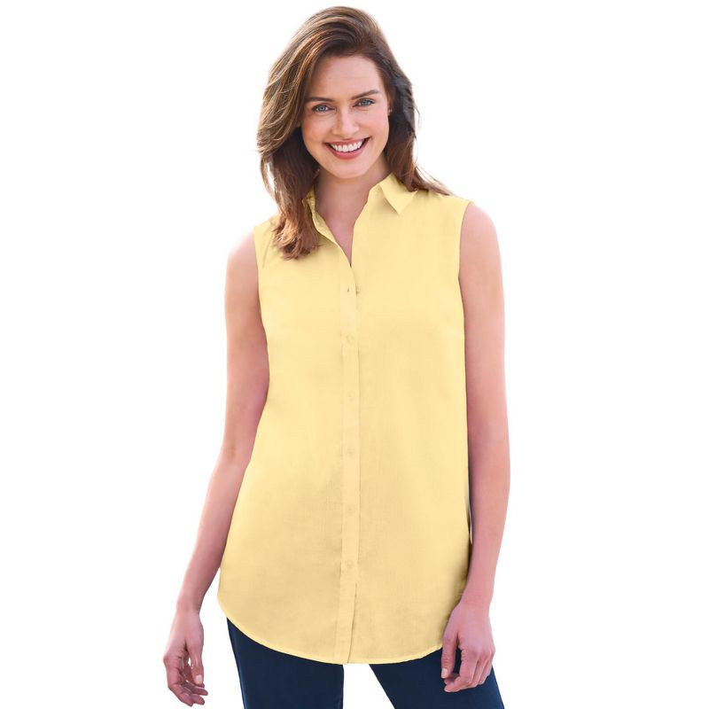 Woman Within Women's Plus Size Perfect Sleeveless Shirt, 1 of 2