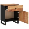 vidaXL Cabinet Accent Nightstand End Table with Storage Drawer Solid Wood - Brown - 4 of 4