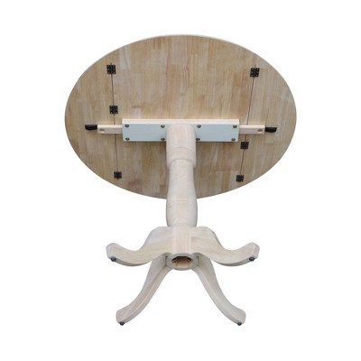 42'' Round White Wood Extendable Counter Height Table