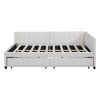 Full Size Upholstered Daybed with 2 Storage Drawers Sofa Bed Frame No Box Spring Needed Linen Fabric (Beige) - 2 of 4