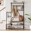 Industrial Parent-Child Hall Tree Coat Rack Shoe Bench - Entryway Organizer with Storage Cubbies, Hooks and Top Shelf - 2 of 4