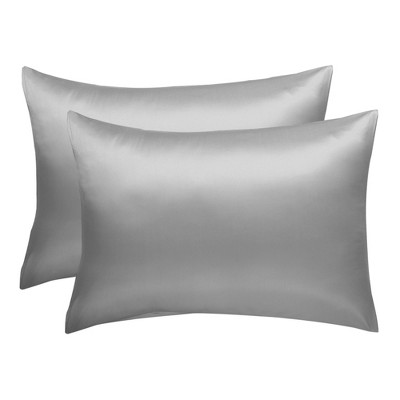 2 Pcs Standard(20"x26") Silky Satin Luxury Pillow Cases Grey - PiccoCasa