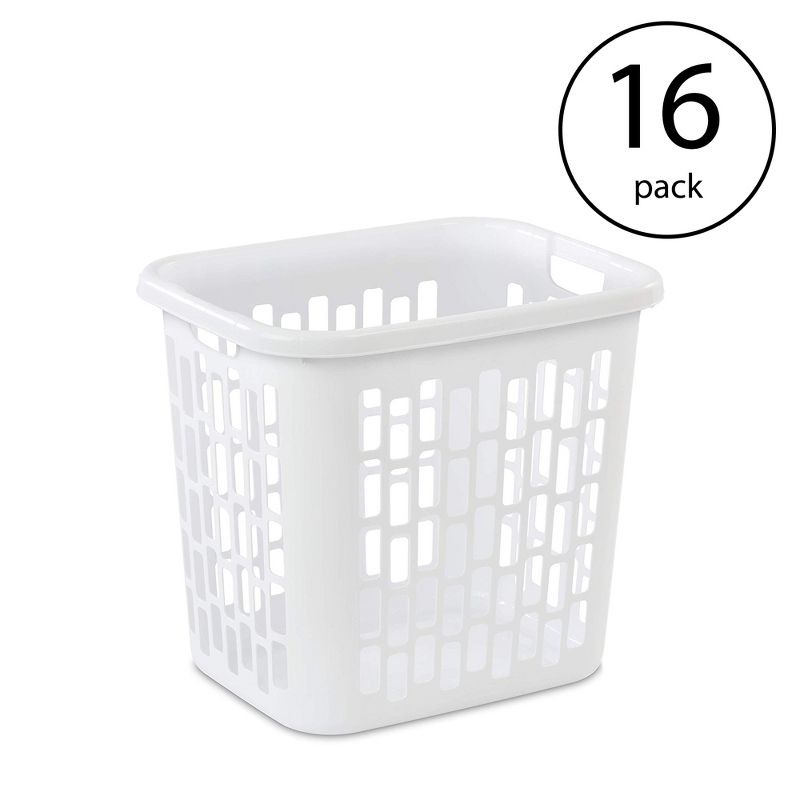 Sterilite Ultra Easy Carry Plastic Dirty Clothes Laundry Basket Hamper with Integrated Handles and Ventilation Holes, White (16 Pack), 2 of 4