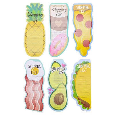Paper Junkie 6-Pack Magnetic Notepad Grocery List, To Do List Shopping Note Pad Notepads for Fridge Refrigerator Magnet Memo, Foodie Designs, 3.5X9"