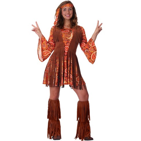 Halloweencostumes.com X Large Women Patchwork Hippie Women's Costume,  Blue/brown : Target