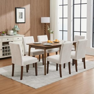 Upholstered Dining Chairs Set of 2/4/6, Modern Linen Fabric Kitchen Side Chairs with Sturdy Wood Legs, Comfortable Soft Dining Room Chairs - 1 of 4
