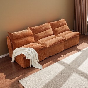 3-Seater Polyester Lounge Chair Sofa with Backrest, Removable Cushion - 1 of 4