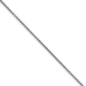 Black Bow Jewelry 0.9mm, 14k White Gold, Cable Chain Necklace - 1 of 4