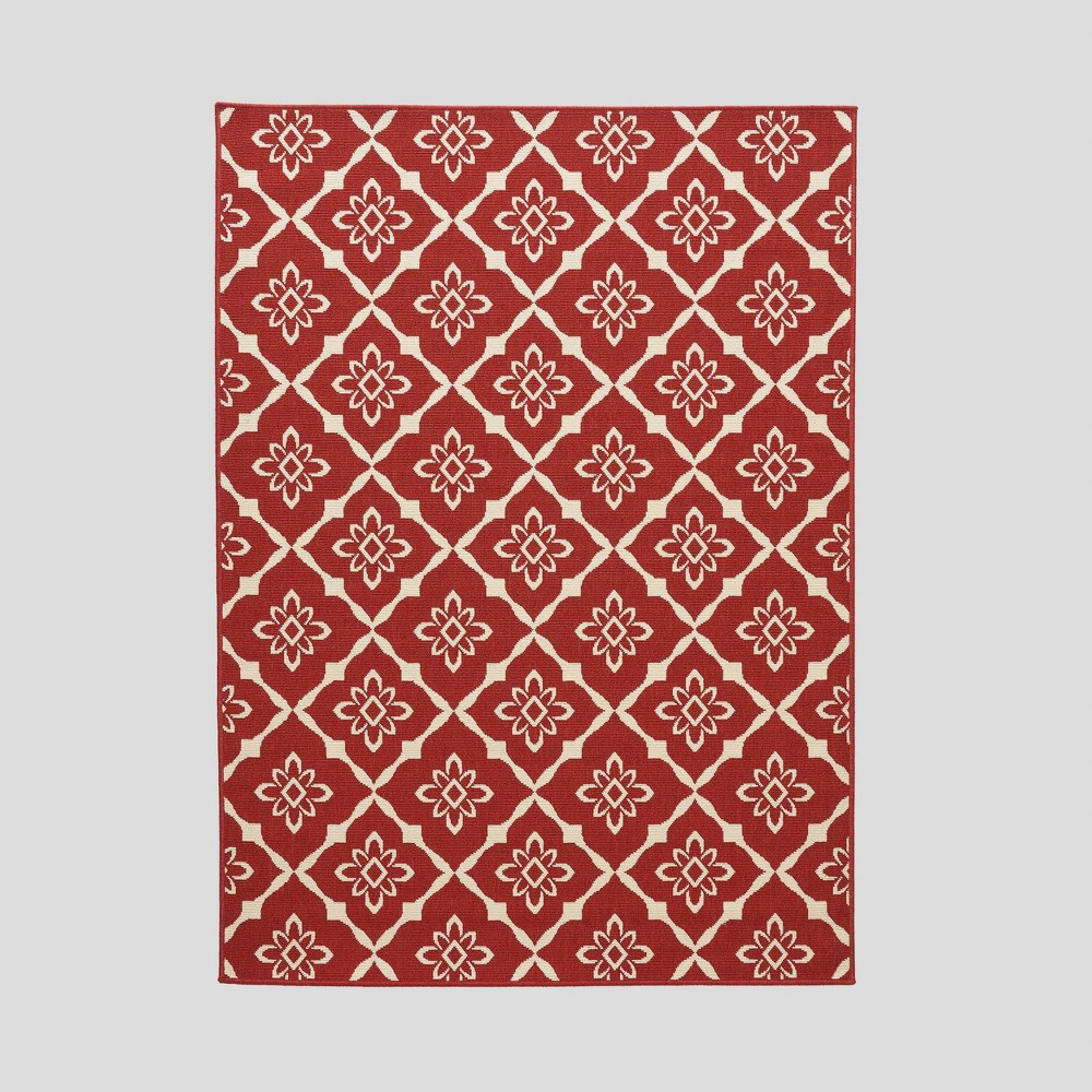 Photos - Area Rug 5'3" x 7' Tallevast Trellis Outdoor Rug Red/Ivory - Christopher Knight Home