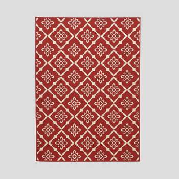 Tallevast Trellis Outdoor Rug Red/Ivory - Christopher Knight Home