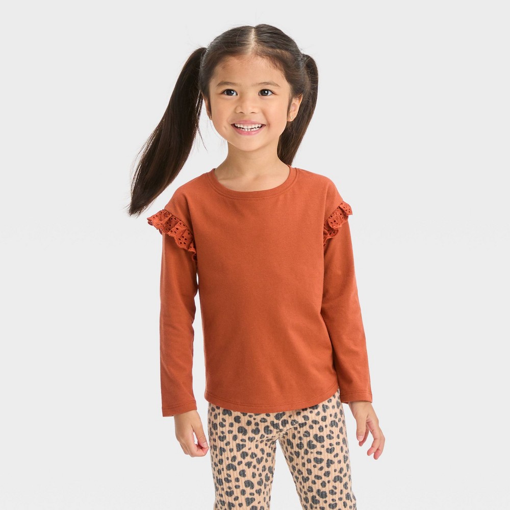 Toddler Girls' Long Sleeve T-Shirt - Cat & Jack™ Orange 18M