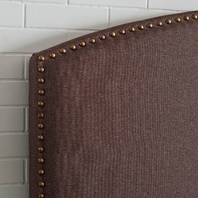 Cassie Bourbon Linen Upholstered King Headboard with Nailhead Trim