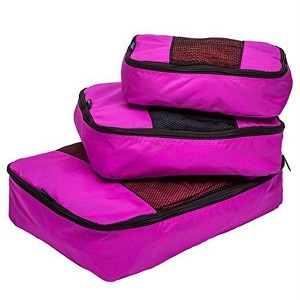 TravelWise Nylon Luggage Organization Packing Cubes, Pink, 3 Sizes - 1 of 3