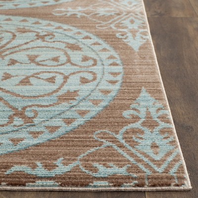 Valencia Brown and Blue 4' x 6' Synthetic Reversible Area Rug