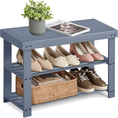 3-Tier Bamboo Shoe Rack Bench - Supports 286lbs, Natural Wood Storage Organizer for Entryway, Bathroom, and Bedroom