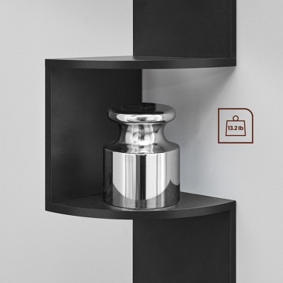 Black Zigzag 5-Tier Floating Corner Wall Shelf