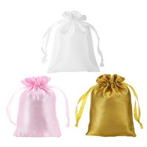 Unique Bargains Smooth Soft Wedding Christmas Satin Bags with Drawstring 3 Pcs - 1 of 4
