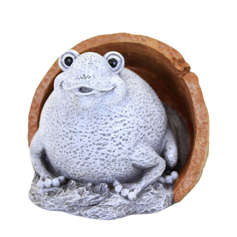 Roman 5.5 Inch Frog In Pot Statue Pudgy Pals Terracotta Garden Statues, 1 of 4