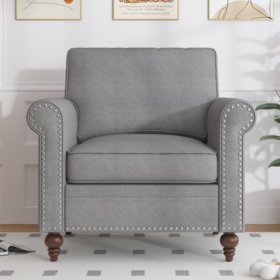 Mjkone Single Sofa Chair for Living Room, Mid Century Modern Couch with Solid Wood Frame and 4 Gourd Shapes Legs for Home/Office/Apartment