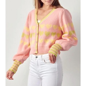 Women's HEART BUTTON-FRONT CARDIGAN - &merci - 1 of 2