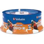 DVD-R 4.7GB 16X White Inkjet Printable, Hub Printable - 25pk Spindle - White Inkjet Printable, Hub Printable - 25pk Spindle