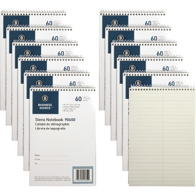 Business Source Steno Notebooks Gregg Ruled 60 Sheets 6"x9" 12/PK Green 90650PK