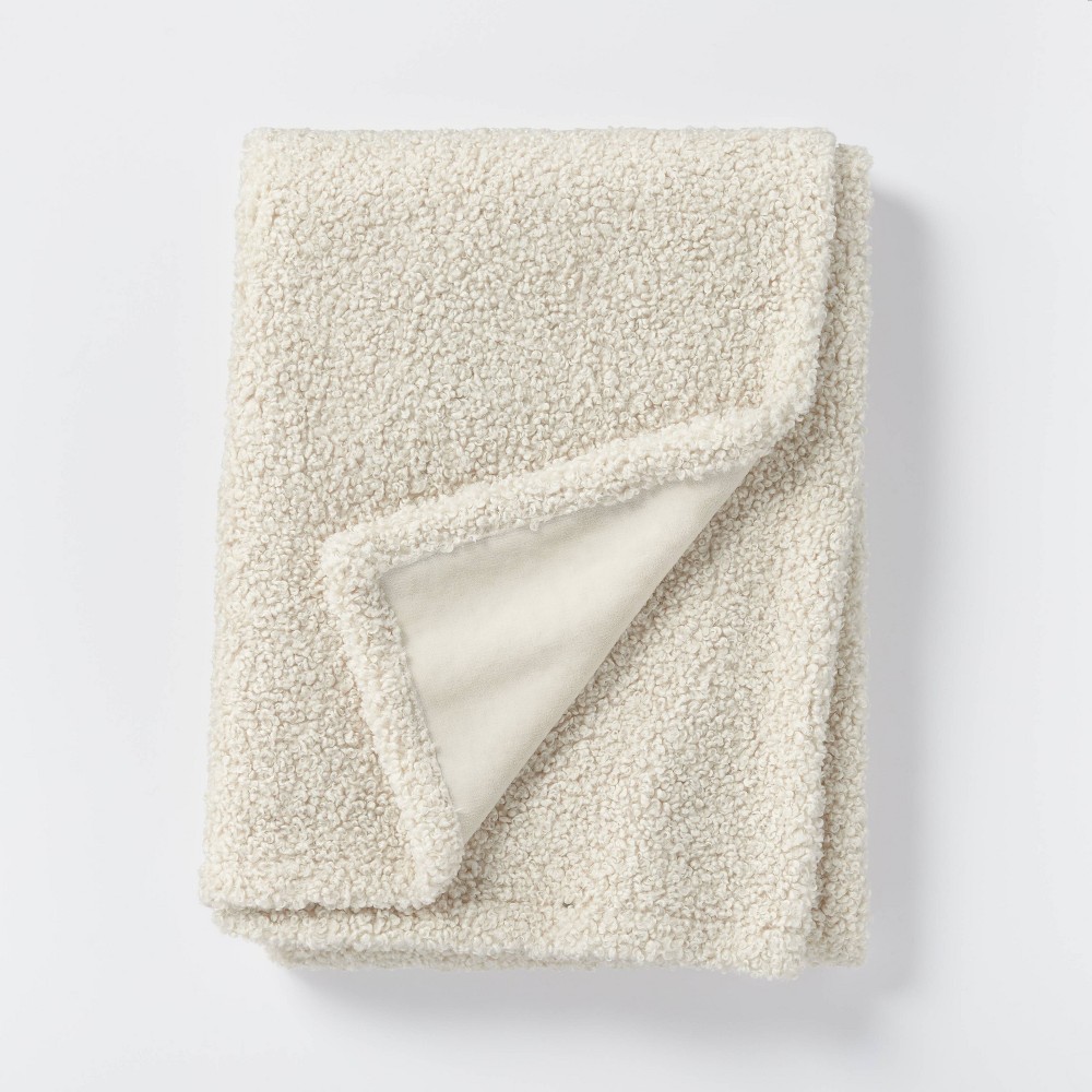 Boucle with Plush Reverse Throw Blanket Cream - Threshold designed with Studio McGee