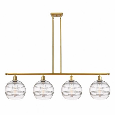 Rochester - 4 Light Stem Hung Island In Industrial Style-12.13 Inches Tall and 48.25 Inches Wide