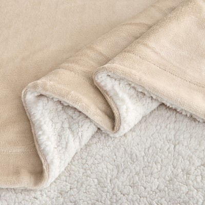 Velvet Plush Soft Fleece Reversible Throw, Warm and Comfortable Bed Blanket - Great Bay Home (Twin, Tan)