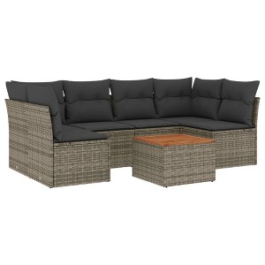 vidaXL Garden Sofa Set Grey PE Rattan Large Modular Garden Sofa Set - 1 of 4