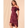 Allegra K Women's Spaghetti Straps Ruffled Sleeves Asymmetrical High Low Floral Midi Sundresses - 4 of 4
