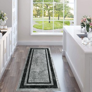 Bordered Area Rugs for Living Room, Modern Machine Washable Non Slip Low Pile Rug for Dining Room Home Office - 1 of 4