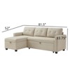 FONTOI Pull-out Sofa Bed, Convertible Sleeper with with Storage Chaise and Back Cushions, L-shaped Sofa for Living Room Home, Beige, 81.5"*33.75"*52" - 3 of 4