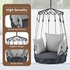 ELJGET Outdoor Metal Porch Swing Single Person Hanging Seat with Nylon Rope, Beige Cushions - 3 of 4
